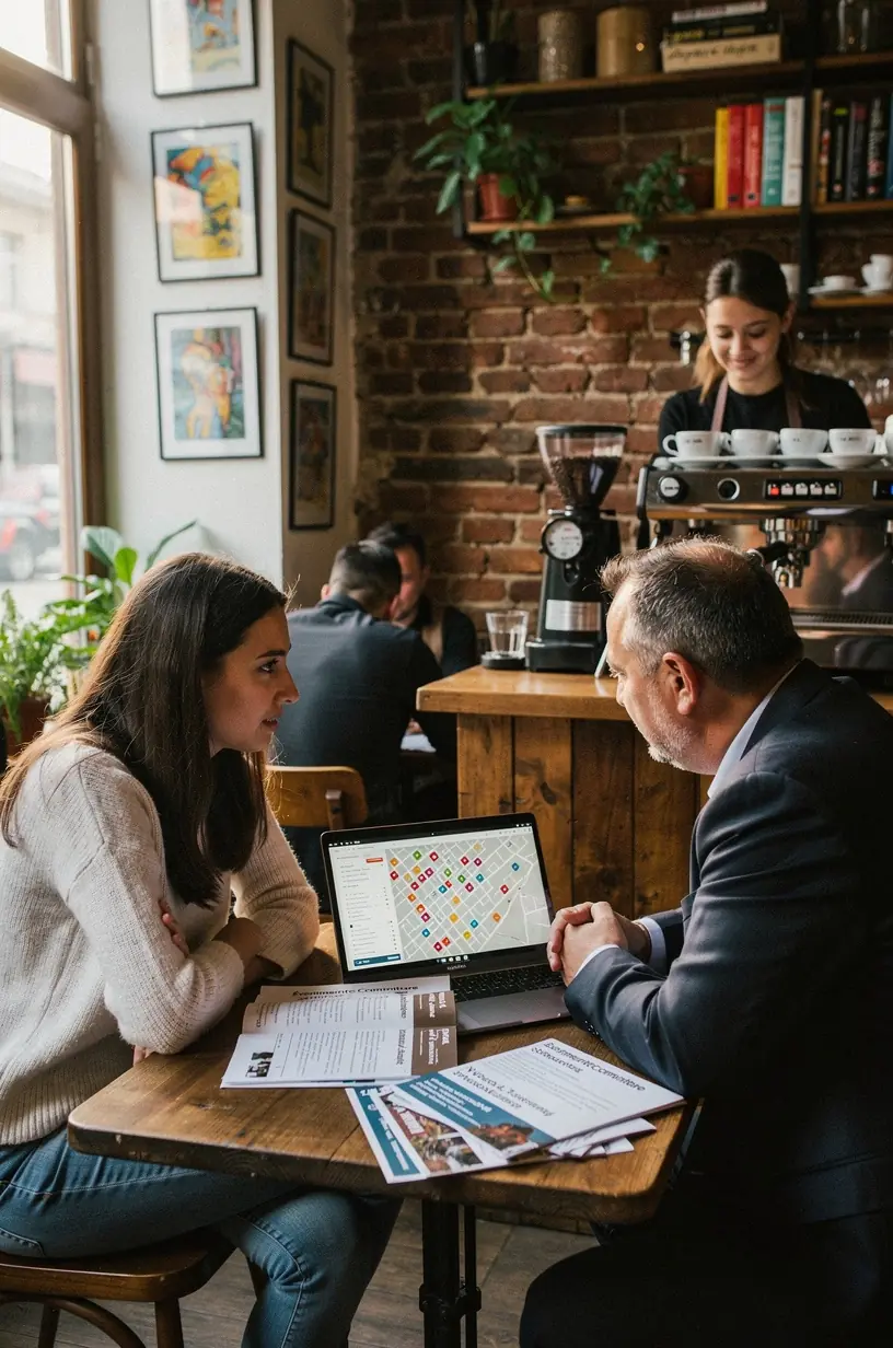 Mâini care țin documente și grafice ce ilustrează date practice despre resursele comunității.